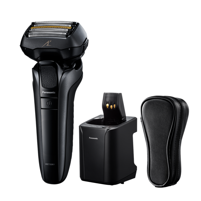 Photo de ES-LV9U : le meilleur rasoir électrique de Panasonic à 5 lames sur peau humide/à sec, équipé du moteur le plus avancé, d’un capteur de barbe et d'une station de nettoyage/charge