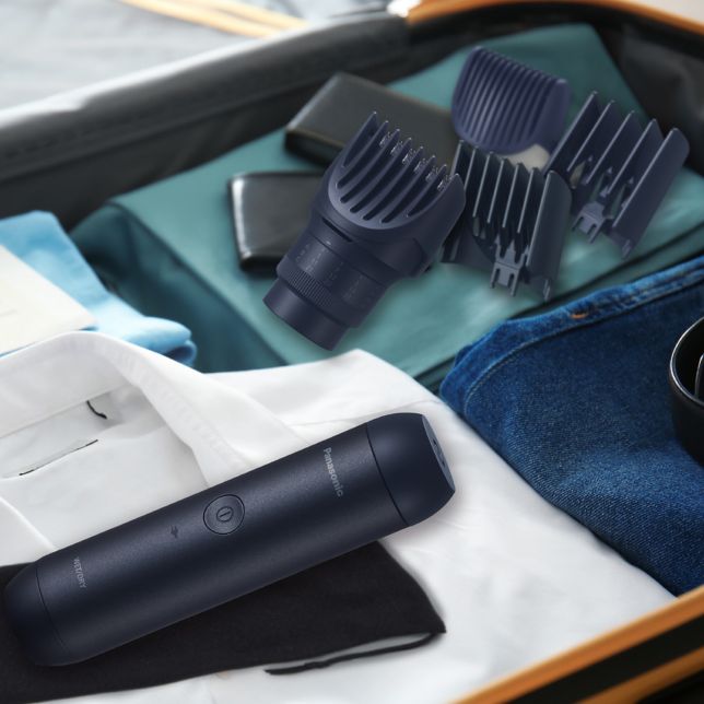 Multishape kit with attachments being packed in a suitcase