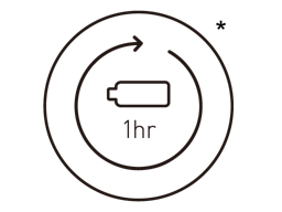 Icon indicating product has 1 hour full charge