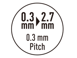 Rase de 0.3 à 1.5 mm ; par pas de 0.3 + jusqu’à 2.7 mm avec contre-peigne spécial dégradé