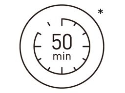 Bis zu 50 Minuten kabelloses Schneiden