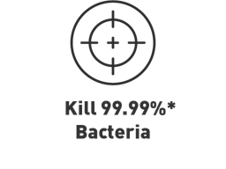 Kill 99.99%* Bacteria