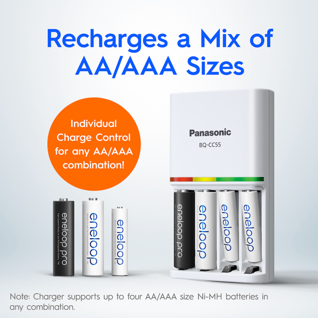 Recharges a Mix of AA/AAA Sizes