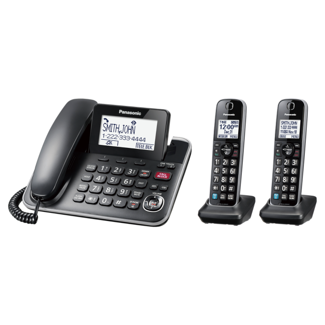 Photo de Téléphone 2-en 1-filaire | sans fil avec 2 combinés et connectivité de casque Bluetooth® KX-TGF892B