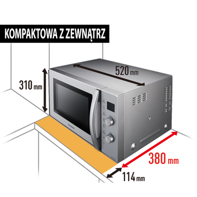 20% więcej miejsca na blacie dzięki konstrukcji z wentylatorem u góry
