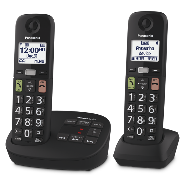 Photo de Système de répondeur numérique sans fil facile à utiliser avec 2 combinés KX-TGU122