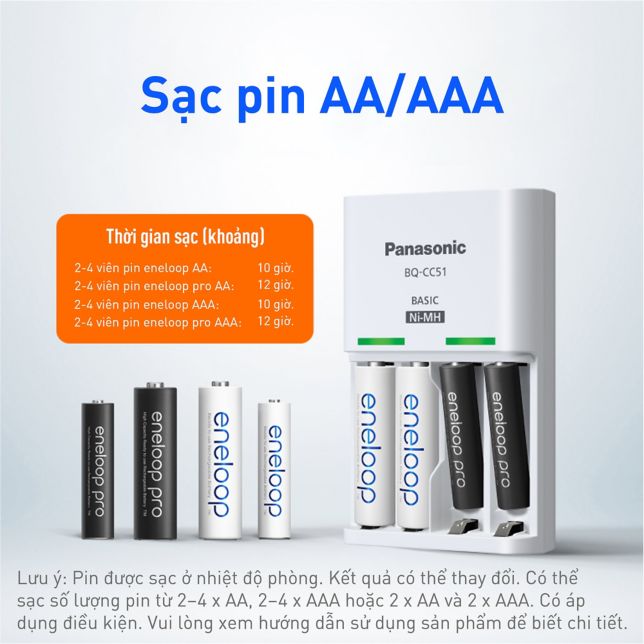 Sạc cùng lúc nhiều kích cỡ pin AA/AAA
