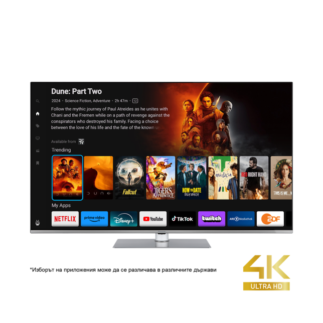 Снимка на Panasonic LED 4K Ultra HD телевизор серия W63, захранван от TiVo