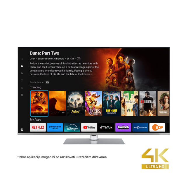 Fotografija Panasonic LED 4K Ultra HD TV serije W63 koji pokreće TiVo