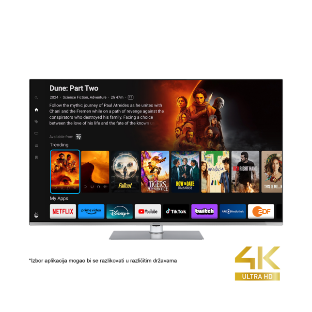 Fotografija Panasonic LED 4K Ultra HD TV serije W63 koji pokreće TiVo