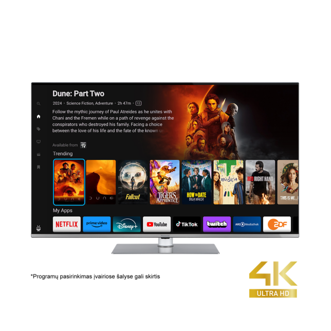 Nuotrauka „Panasonic“ W63 serijos LED 4K „Ultra HD“ televizorius su integruotu „TiVo“