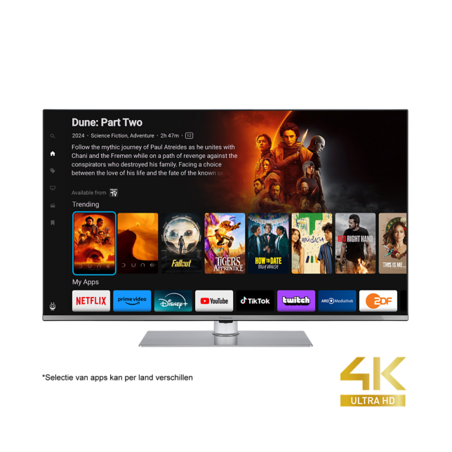 Foto van Panasonic W63-serie LED 4K Ultra HD-TV, aangedreven door TiVo