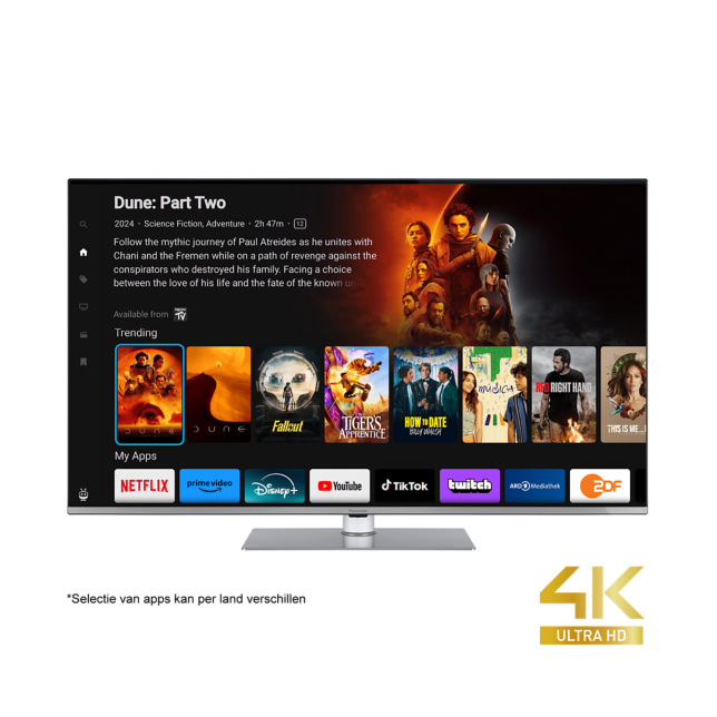 Foto van Panasonic W63-serie LED 4K Ultra HD-TV, aangedreven door TiVo