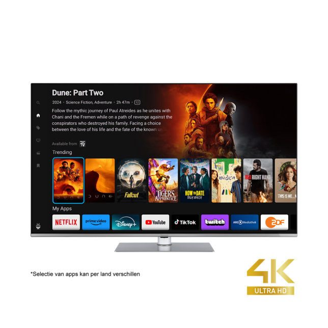 Foto van Panasonic W63-serie LED 4K Ultra HD-TV, aangedreven door TiVo