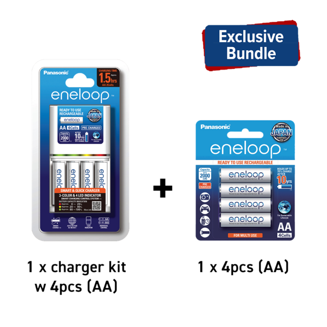 Photo of 1 Set of Eneloop Charger + 8pcs Eneloop AA Rechargeable Batteries ZZP-SG5003D