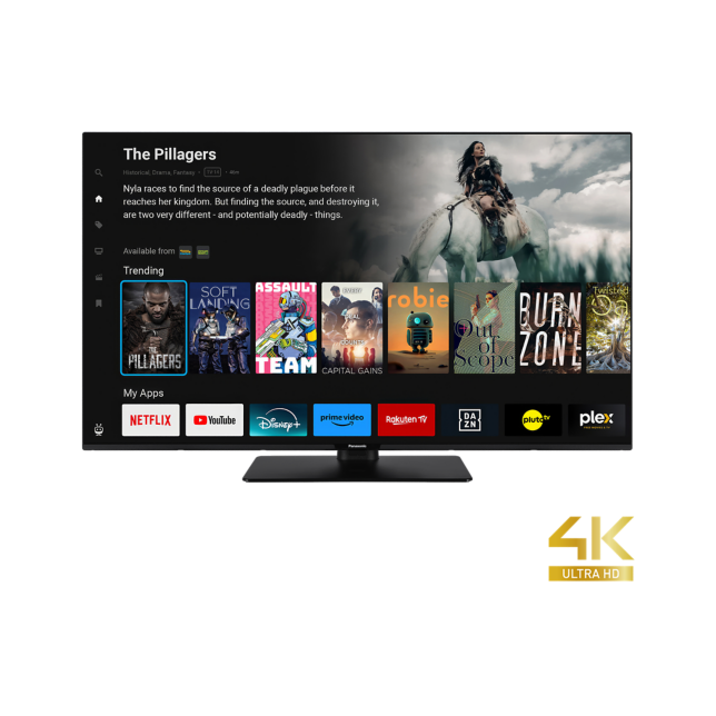 A Panasonic W61A Series LED 4K Ultra HD TV a TiVo erejével fényképen