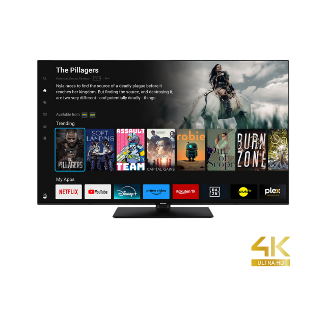 A Panasonic W61A Series LED 4K Ultra HD TV a TiVo erejével fényképen