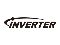 « Logo Inverter », lettres noires stylisées en gras, avec une ligne courbe passant au-dessus de la partie supérieure du texte.