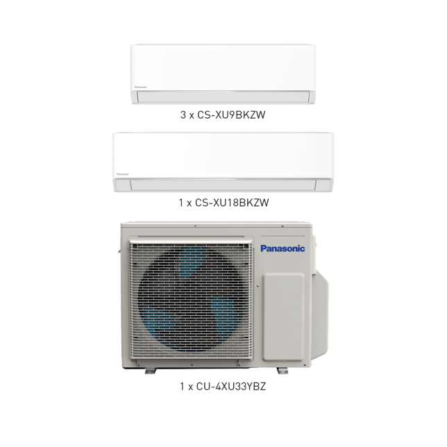Photo of ZZP-SG0104C Panasonic XU Series Multi Split System-4 (BKZW) 9K + 9K + 9K + 18K BTU