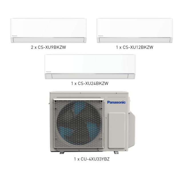 Photo of ZZP-SG0104G Panasonic XU Series Multi Split System-4 (BKZW) 9K + 9K + 12K + 24K BTU