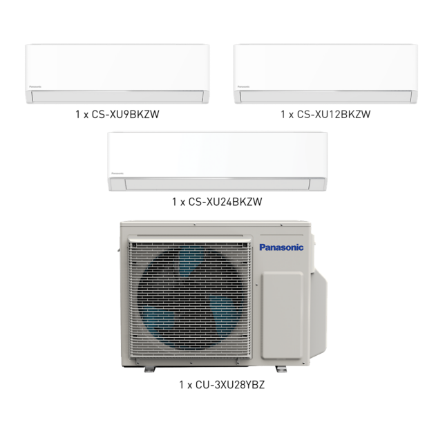 Photo of ZZP-SG0103G Panasonic XU Series Multi Split System-3 (BKZW) 9K + 12K + 24K BTU
