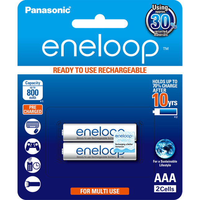 Photo of eneloop AAA Ni-MH Pre-Charged Rechargeable Batteries, 2-Pcs
