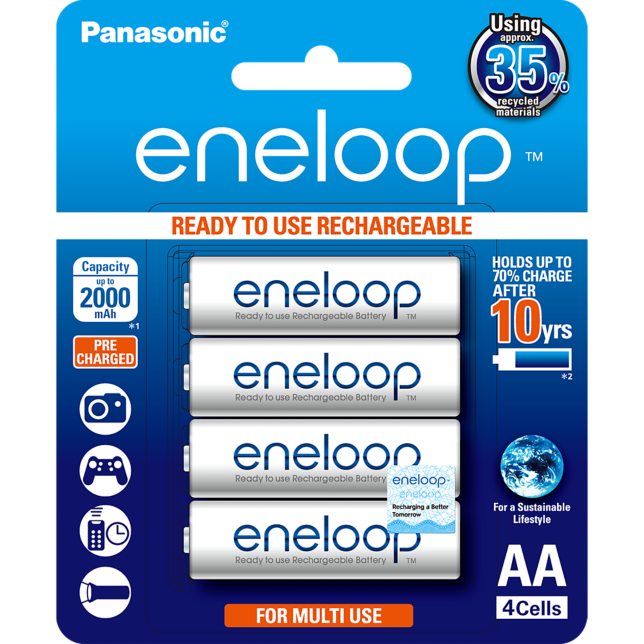 Photo of eneloop AA Ni-MH Pre-Charged Rechargeable Batteries, 4-Pcs