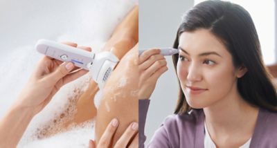 Žena používající epilátor pro tělo a obočí