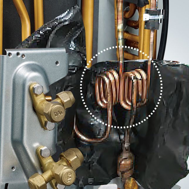 膨脹閥出入口迴圈設計<br>降低冷媒高速流動聲