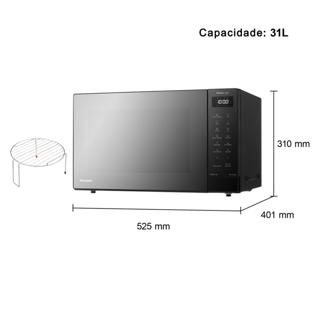 Foto de Micro-ondas Inverter de 31 litros com Grill - 23 Programas Automáticos, 1000 W