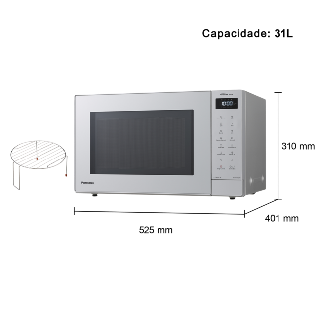 Foto de Micro-ondas Inverter de 31 litros com Grill - 23 Programas Automáticos, 1000 W