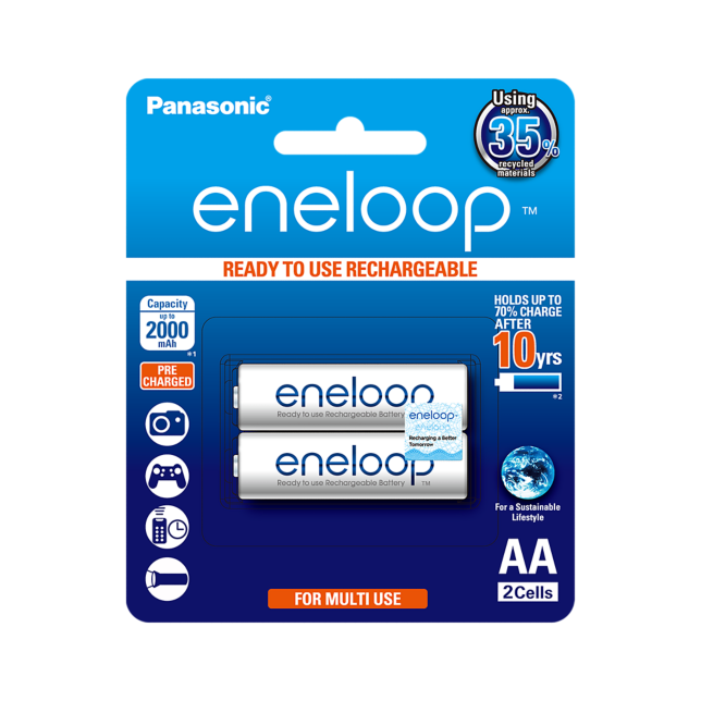 Photo of eneloop AA Ni-MH Pre-Charged Rechargeable Batteries, 2-Pcs