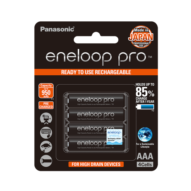 Photo of eneloop pro High Capacity AAA Ni-MH Pre-Charged Rechargeable Batteries, 4-Pcs