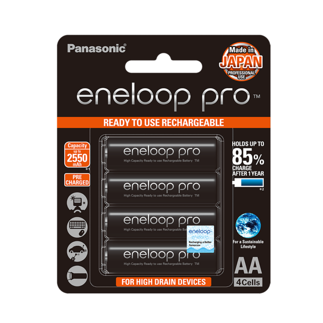 Photo of eneloop pro High Capacity AA Ni-MH Pre-Charged Rechargeable Batteries, 4-Pcs