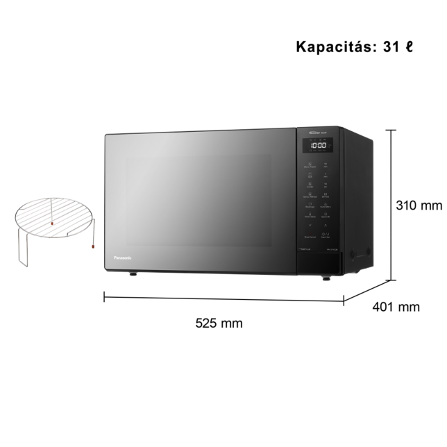 A 31 literes inverteres mikrohullámú sütő grillel – 23 automatikus program, 1000 W fényképen