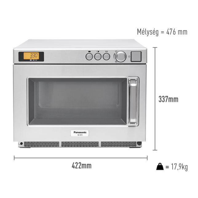 A NE-1815 kompakt, nagy teljesítményű, inverteres mikrohullámú sütő fényképen