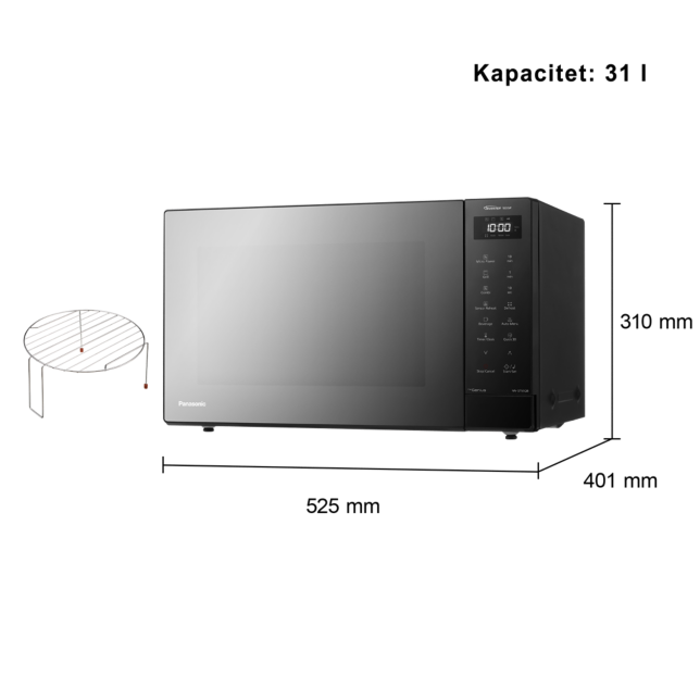 Fotografija Inverterska mikrovalna pećnica s roštiljem od 31 litre - 23 automatska programa, 1000 W