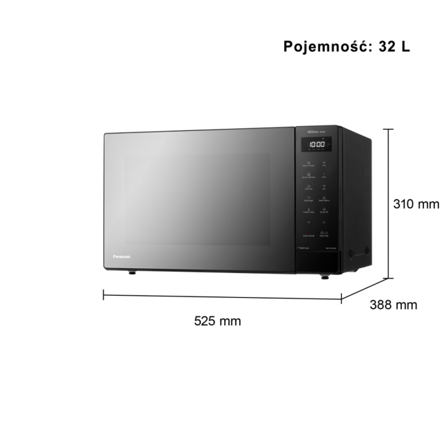 Zdjęcie 32-litrowa przestronna kuchenka mikrofalowa z inwerterem, 20 programów automatycznych, 1000 W