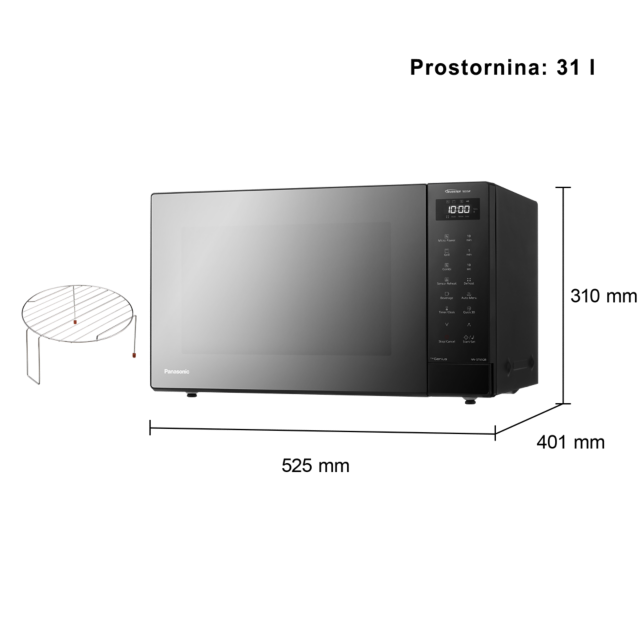 Fotografija 31-litrska inverterska mikrovalovna pečica z žarom – 23 samodejnih programov, 1000 W