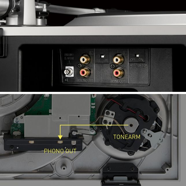 SL-1500CS-levysoitin, lähikuva Phono-taajuuskorjaimesta