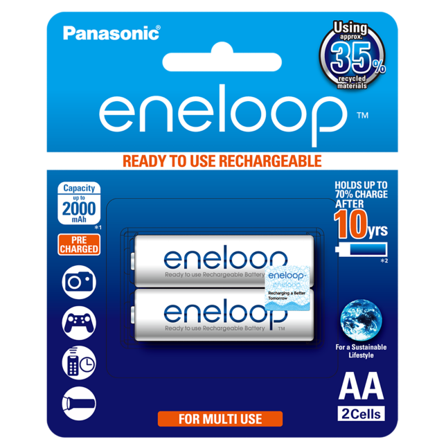 Photo of eneloop AA Ni-MH Pre-Charged Rechargeable Batteries, 2-Pcs