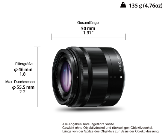 Produktabbildung H-FS35100 LUMIX G VARIO 35-100 mm / F4.0-5.6 ASPH. / MEGA O.I.S.
