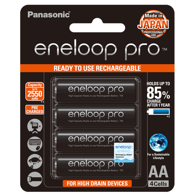 Photo of eneloop pro High Capacity AA Ni-MH Pre-Charged Rechargeable Batteries, 4-Pcs