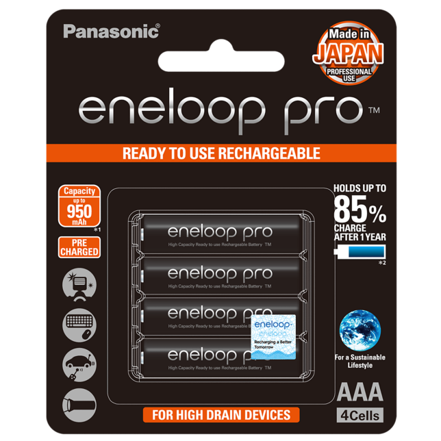 Photo of eneloop pro High Capacity AAA Ni-MH Pre-Charged Rechargeable Batteries, 4-Pcs