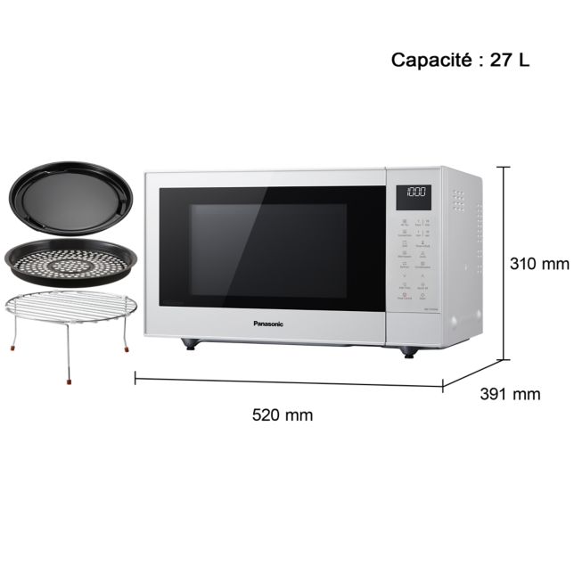 Photo de Micro-ondes 27L Slim Inverter avec grill, four et friteuse à air - 1000 W