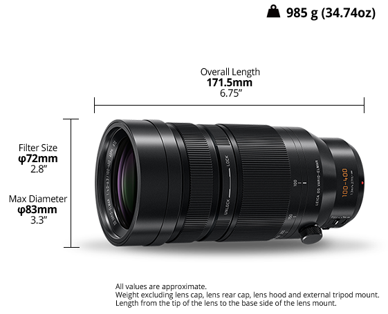 Foto van LEICA DG VARIO-ELMAR 100-400 mm / F4,0-6,3 ASPH. / POWER O.I.S. (H-RS100400) Micro Four Thirds-lens