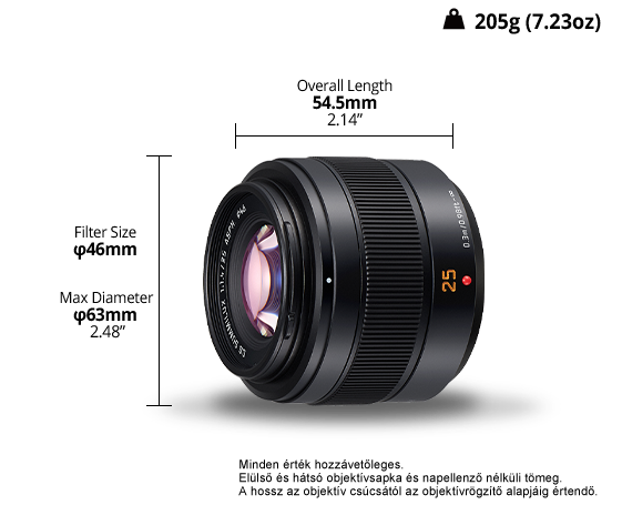 A LEICA DG SUMMILUX 25 mm / F1,4 II ASPH. (H-XA025) mikro négyharmados objektív fényképen