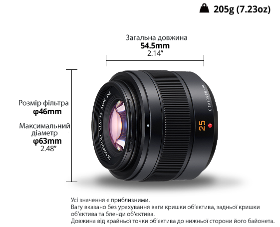 Фото LEICA DG SUMMILUX 25 мм / F1,4 II ASPH. (H-XA025), об’єктив стандарту MFT