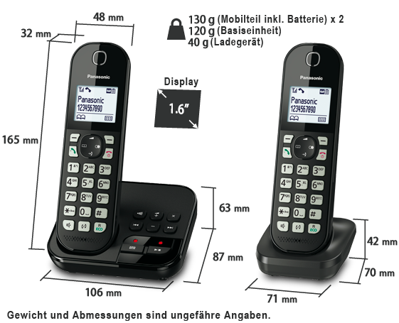 Produktabbildung Schnurlostelefon KX-TGC462 mit Anrufbeantworter